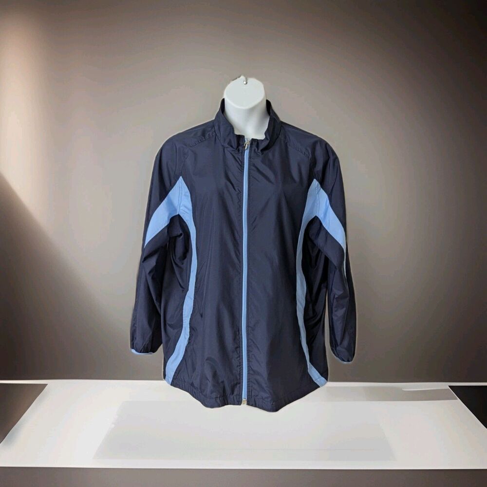 Just My Size Windbreaker Jacket Blue Women's 22W/24W Plus Lined Full Zipper